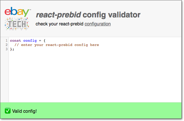 Screenshot of config validator on CodeSandbox.io